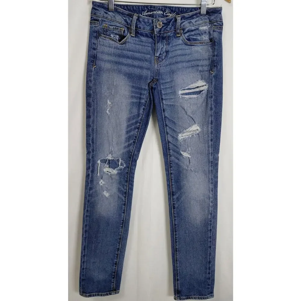 American Eagle Blue Denim Skinny Casual Jeans Women Size 4